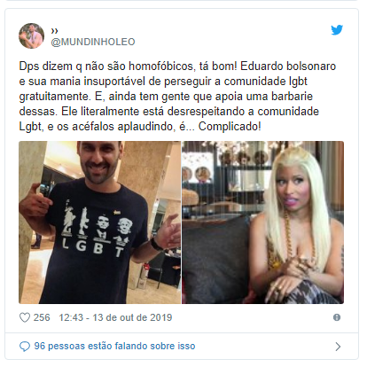 Camisa “LGBT” de Eduardo Bolsonaro vira piada e internautas acrescentam