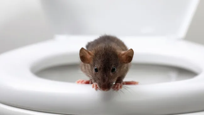 rato saindo de uma privada