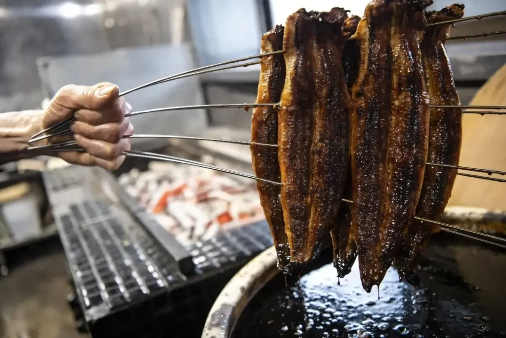 A enguia é consumida no mundo todo, mas é particularmente popular no Japão, onde é chamada de "unagi" e tradicionalmente servida grelhada, coberta com um molho doce e pegajoso