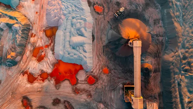 vista aérea de siderúrgica despejando lixo industrial