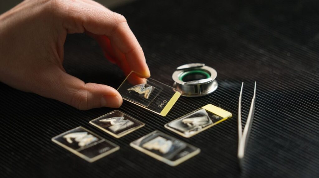 Amostras de dentes de javali antigos descobertos no sítio arqueológico de Asiab, nas Montanhas Zagros.