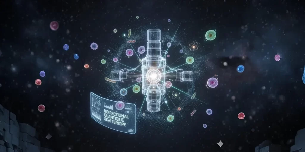 Ilustração conceitual do microscópio de espalhamento quantitativo bidirecional