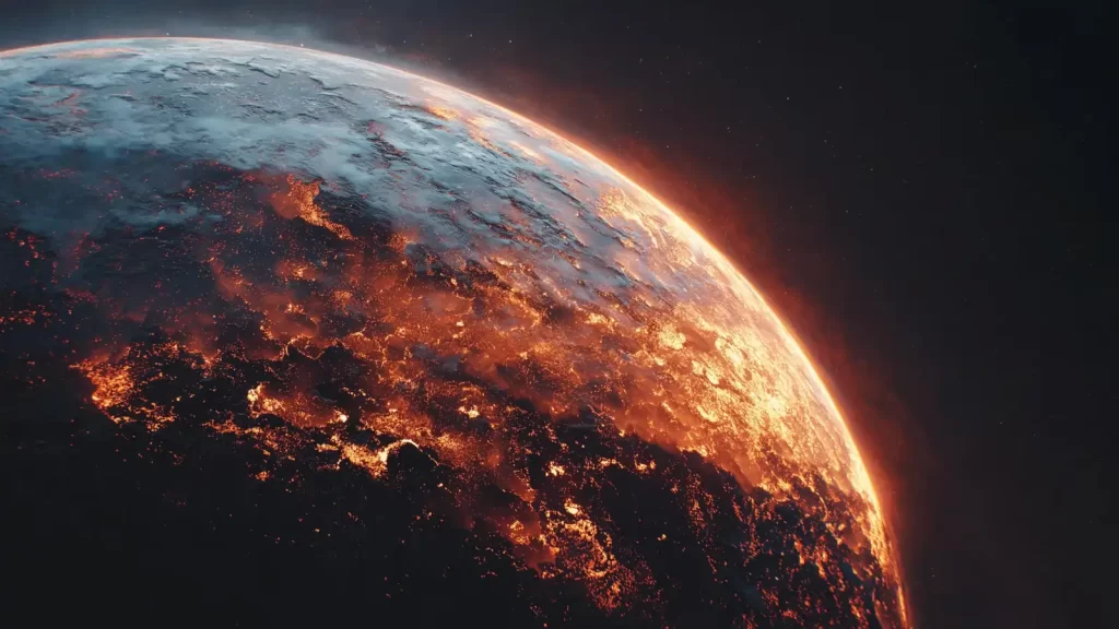 Um planeta rochoso superaquecido, orbitando sua estrela em apenas 10 horas, parece ter uma atmosfera surpreendentemente densa, apesar das condições que deveriam dissipá-la. Cientistas acreditam que possa ser um "mundo de lava úmida" rico em voláteis, com um oceano de magma alimentando e reciclando seus gases. 