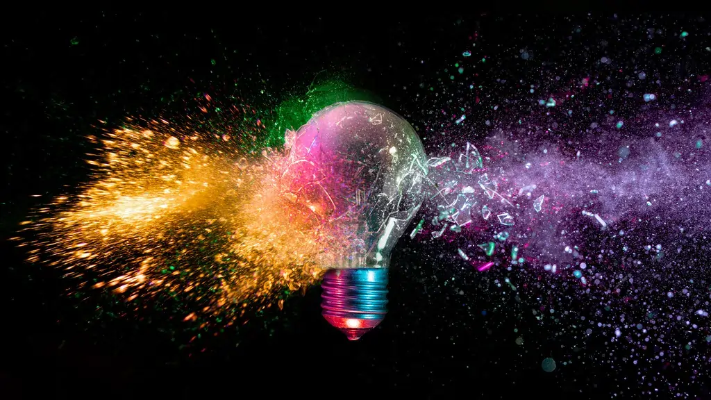Uma ilustração abstrata de uma lâmpada se estilhaçando. Físicos estão estudando o que aconteceria se uma única partícula de luz fosse cortada em pedaços — desencadeando uma série de resultados imprevisíveis.
