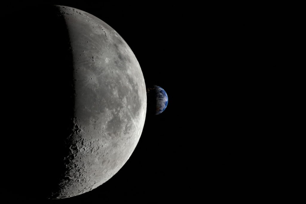 lua e terra vistas do espaço